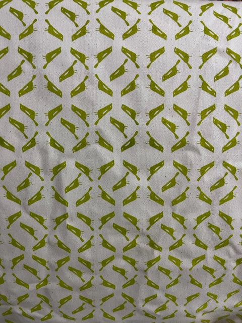 STOWE & SO TABLE CLOTH. CONVERSATIONS IN LIME ON CREAM.
