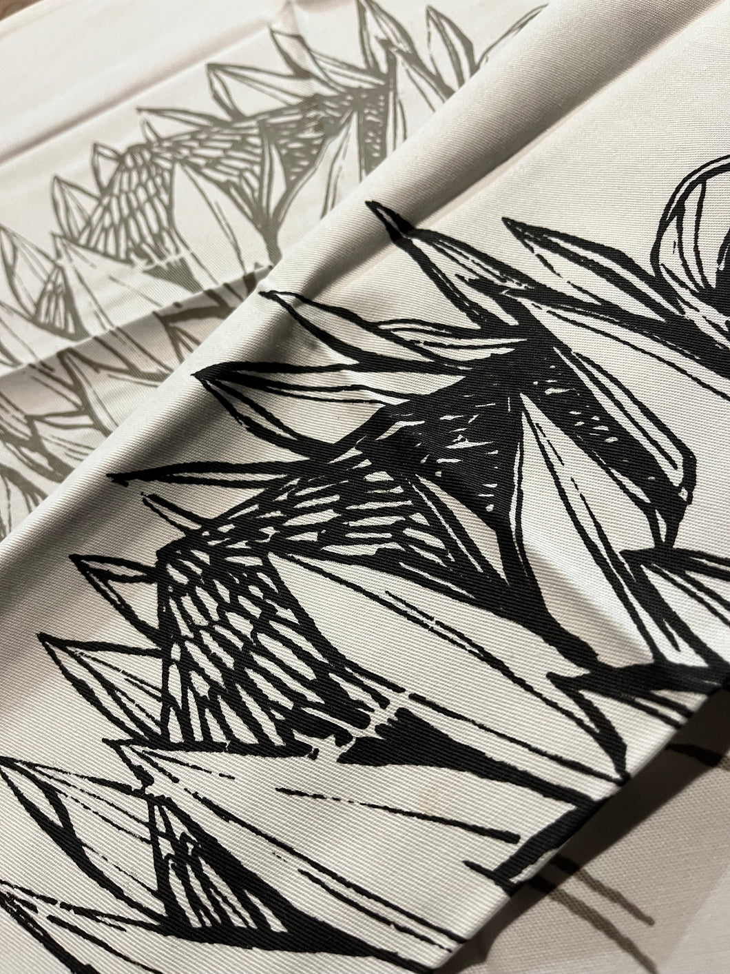 Protea Tea Towels Set. Grey and Charcoal.