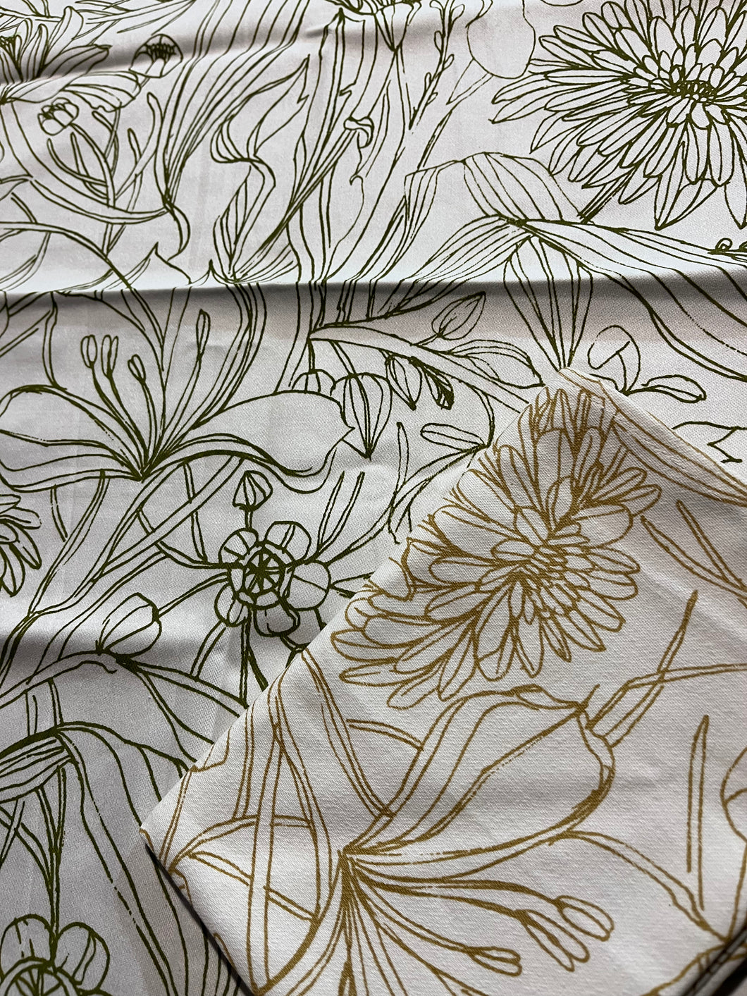 He Loves Me Tea Towels. Olive and Tan.