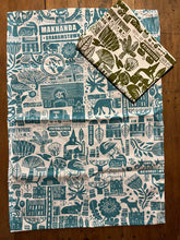 Load image into Gallery viewer, Small Town Tea Towel Set. Blue and Olive.
