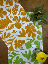 Load image into Gallery viewer, Paper Chase Tea Towel Set in Green and Mustard.
