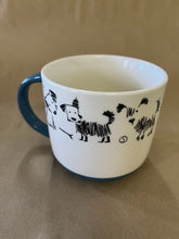 Load image into Gallery viewer, Stowe &amp; So Dog Mugs - Walkies with blue handle.
