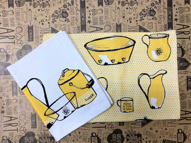 Stowe & So Tea Towel Set: Enamel in Yellow