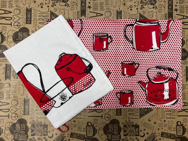 Stowe & So Tea Towel Set: Enamel in Red