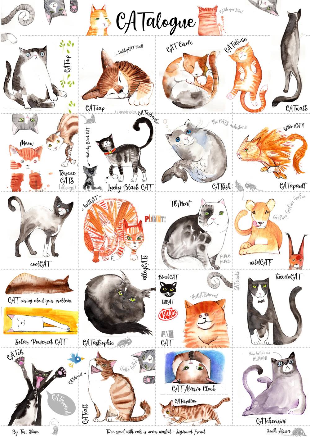 CATalogue: A poster of cats by Tori Stowe